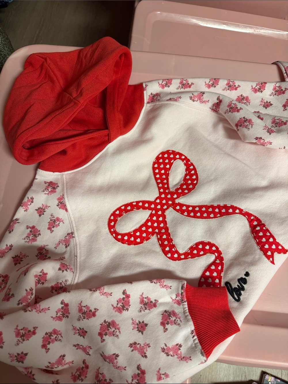 Simply Southern -Youth Pullover- Love Floral Hoodie NWT YS YL